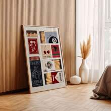 1pc Vintage Matchbox Wall Art Picture Matches Canvas Prints Paintings Retro Matchbook Poster Funky Designs Aesthetic Decor For Bedroom, Living Room, Or Office Apartment Decor Unframed Or Framed