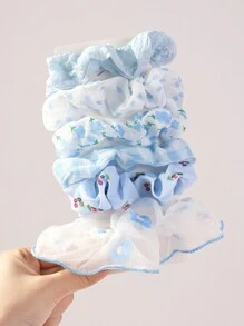 6 Peças Elásticos de Cabelo Refrescantes para Primavera/Verão, Adequados para Uso Diário, Laços de Cabelo, Suportes de Rabo de Cavalo, Elásticos de Cabelo, Fitas de Cabelo