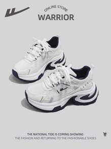 WARRIOR 1 Pair Women's Lace-Up Thick Sole Waterproof Lightweight Casual Outdoor Sports Low-Top Chunky Sneakers