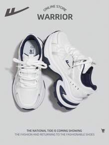 WARRIOR 1 Pair Women's Lace-Up Thick Sole Waterproof Lightweight Casual Outdoor Sports Low-Top Chunky Sneakers