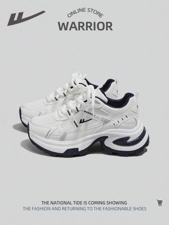 WARRIOR 1 Pair Women's Lace-Up Thick Sole Waterproof Lightweight Casual Outdoor Sports Low-Top Chunky Sneakers
