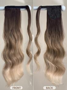 22-24 Inch Wavy Ponytail Hair Extension Claw, Wavy Curly One-Piece, For Women, Multi-Color - Brown Ombre - View 5