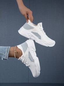 Women's Outdoor Bicolor Soft Bottom Wide Fit Fashion Casual Sports Shoes, Lightweight & , Suitable For Driving