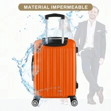 18-Inch Hard-Shell Carry-On Suitcase, Cabin Hand Luggage With 4 Wheels And Integrated Lock, Variety Of Colors - Orange - View 3