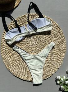 Bikinx 女士钢圈撞色拼接优雅比基尼，适合夏季海滩度假