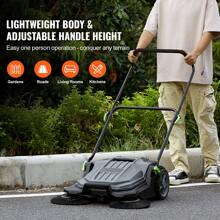 Walk-Behind Hand Push Floor Sweeper 25.6" Sweeping Width Floor Sweeper Manual Non-Electric 5-Gallon Waste Container Angle & Height Adjustable Folding Handle For Walkway Yard Garage Patio - Màu xám đen - Xem 4