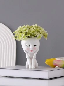 1pc Polyresin Plant Pot, Nordic Figure Design Flower Pot For Home Decor