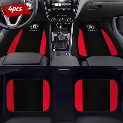 4 piezas de alfombrillas universales para automóvil, de fibra de poliéster, con diseño impreso a doble cara en rojo, adecuadas para la protección del piso del vehículo en todo tipo de clima, regalo perfecto para SUV, camioneta y sedán, interior del automóvil, accesorios para automóvil
