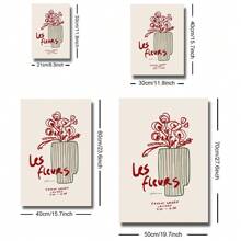 1 幅带框/无框波西米亚植物花瓶复古海报美学中世纪线条画抽象花卉艺术画复古帆布印刷简约墙画适用于宿舍、公寓、客厅、卧室、办公室、现代家居装饰 - 彩色 - 查看 5