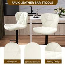 Nalupatio Bar Stools Set Of 2, Modern Upholstered Swivel Bar Stools, Adjustable Counter Height With Backrest And Footrest, Counter Height Bar Stools For Bars, Kitchens, Restaurants - trắng - Xem 7
