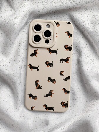 Dachshunds Pattern  Liquid Silicone Mobile Phone Case Full-Body Protection Shockproof Anti-Fall TPU Soft Rubber Case Compatible With IPhone