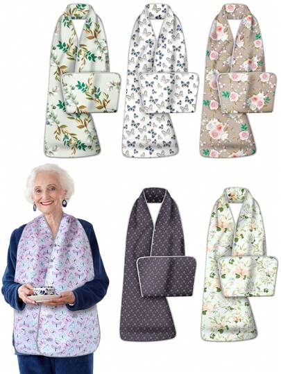 1 件复古花卉印花成人餐厅围巾，可机洗，防水防油成人围兜，男女通用服装保护套，时尚餐厅围裙