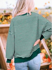 女款圣帕特里克节雪尼尔幸运图案波西米亚长袖运动衫上衣