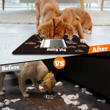 个性化狗猫食垫 PU底部防滑狗碗垫 狗食水垫 定制宠物狗食垫 地板防水 - 黑色 - 查看 3