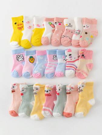 12 paires de chaussettes en maille mignonnes pour bébé, convenant aux enfants de 0 à 3 ans