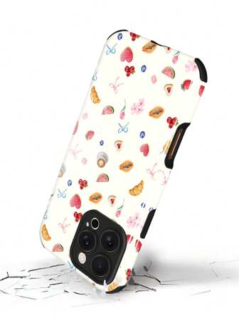 1pc Cute & Fresh Fruit Pattern Anti-Drop Anti-Slip Shock-Proof Soft TPU And PC Hybrid Phone Case Compatible With Apple IPhone 16/16 Plus/16 Pro/16 Pro Max