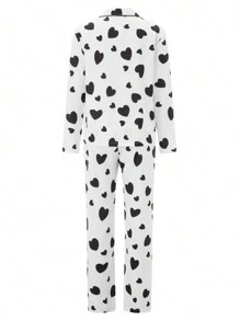 Women's Two Piece Pajama Sets Are Made Of 100% Polyester Material; Lightweight To Skin And Easy To Wash; No Worrying That It Will Do Harm To Your Skin - 黑色 - 查看 4