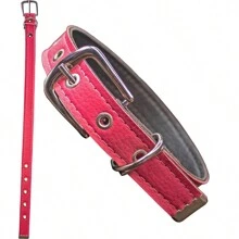 Synthetic Leather Dog Collar For Large And Small Dogs - Pink - View 2
