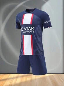 Conjunto de traje de fútbol del equipo Paris, incluye el mismo estilo que el traje de fútbol de Messi N.°10 de París. Personalizable con número, nombre y logotipo del equipo para hombres.