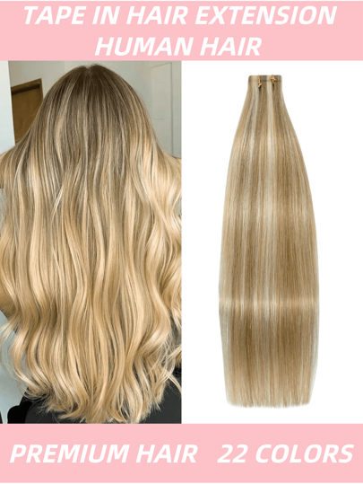Extensions per capelli umani lisci e setosi color sfumato di 10-24 pollici, protesi di capelli veri remy con applicazione a nastro invisibile, 20 pezzi