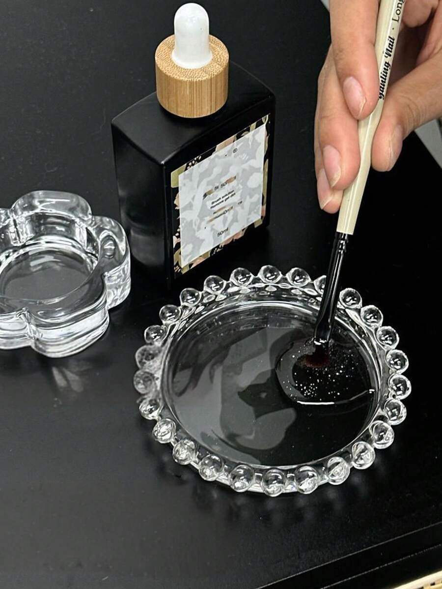 1 hộp đựng phấn viền ngọc trai, hộp vệ sinh cọ trang điểm, hộp pha sơn móng tay hình hoa và dụng cụ làm sạch cọ. - Bạc - Xem 1