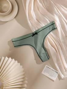 4 件装 女士字母腰带丁字裤内裤，透气裆部性感提拉三角内裤 - 彩色 - 查看 5