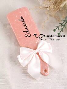 1pc Customizable Name Square Air Cushion Hair Brush With Scalp Massage - ABS Plastic, Suitable For All Hair Types, Comes With Bow Ribbon - Perfect Gift For Women And Men, Hair Brush Gifts Birthday Graduation - Multicolor - View 3