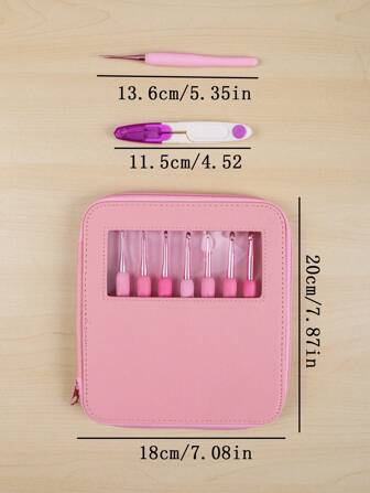1 Set Gradient Pink Soft Handle Crochet Hook Kit, Knitting Tools, Crochet Needles, Sweater Needles