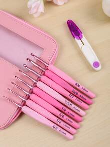 1 Set Pink Ombre Soft Handle Crochet Hook Kit, Knitting Tools
