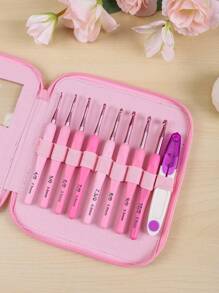 1 Set Pink Ombre Soft Handle Crochet Hook Kit, Knitting Tools