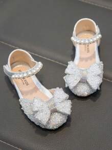 Pantofi Plati Copii Cu Fluture Drăguț Strass, Sclipitor