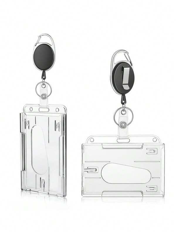1pc Simple Solid Color Transparent Lanyard Id Card Holder With Buckle, For Work Id Card Student And Teacher ID Cards, Key Cards, Driver's License, School, Home & Office Supplies,School Supplies,Back To School