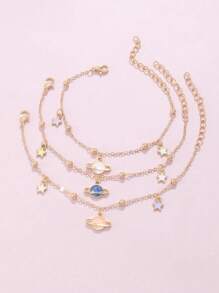 3pcs/Set Fantasy Planet Charm Bracelet, Student & Best Friend Gift, Teen Bracelet Set - Multicolor - View 2