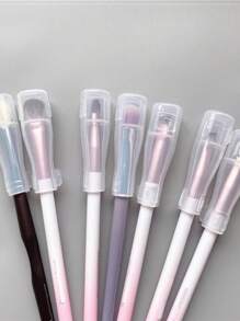 3/6 pièces Pinceau de maquillage, Boîte de rangement d'éponge de maquillage, Mélangeur de maquillage en plastique, Protection de pinceau de maquillage, Boîte de houppette de poudre de maquillage, Grand distributeur de houppette de poudre, Étui de coussin de maquillage triangulaire - Multicolore - Voir 4