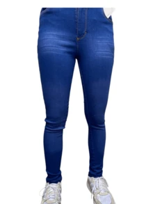 Pantalon jeans de mezclilla estilo skinny stretch para dama mujer ajustado push up cintura alta G - Azul lavado oscuro - Ver 5