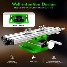 Multifunctional Milling Work Table, Adjustable Aluminum Alloy, Precision Scales, Compact And Durable, For Mini Drills, 31x9cm Work Surface, Easy Assembly - White, Green - View 7