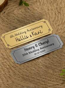 1 pièce Plaque personnalisée avec texte gravé, plaque commémorative de mariage personnalisée, plaques d'anniversaire personnalisées gravées, 2 tailles S/M, 3 couleurs argent/or/noir, plaque personnalisée avec adhésif ou vis, plaque gravée pour portes, Slow Summer Living