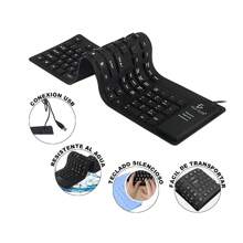Teclado Alambrico Flexible Usb Pc Laptop Contra Agua CON NUMERICO - Negro - Ver 1