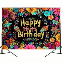 1 pieza Telón de fondo de fotografía con tema de carnaval mexicano, de varios tamaños, decoración de fondo para fiesta de cumpleaños de carnaval, banner de boda, suministros para mesa de pastel de cumpleaños familiar, accesorios de photocall - 1 - Ver 5
