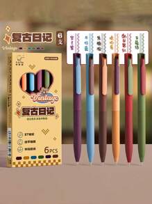 6pcs/Box Customized Text/Logo Color Ink Ballpoint Pens, Colorful Ink Pens For Note-Taking, Students, Diaries, High-Quality Candy Macaron Colors, Back To School/Friend Gifts