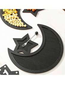 1 件新月形和星形甜点托盘，适用于早餐、晚餐、甜品派对、甜点展示盘厨房配件厨房装饰餐桌托盘水果托盘托盘装饰 - 黑色 - 查看 4