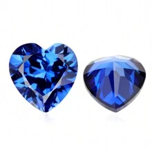一颗 100% 实验室培育蓝宝石心形切割宝石，用于制作吊饰高级珠宝制作材料 DIY - 藍色 - 查看 9
