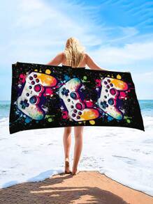 1pc Video Game Controller Tie Dye Beach Towel, Super Soft Absorbent Oversized Beach Blanket, Suitable For Travel, Swim Pool, Diving, Surfing, Yoga, Camping, Available In Adult And Kid Sizes, Beach Accessory Summer Travel, Vacation Holiday Beach Essentials