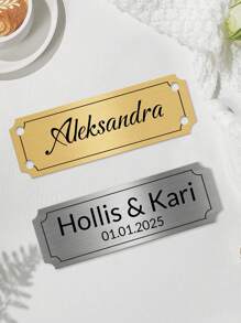 1 pièce Plaque personnalisée avec texte gravé, plaque commémorative de mariage personnalisée, plaques d'anniversaire personnalisées gravées, 2 tailles S/M, 3 couleurs argent/or/noir, plaque personnalisée avec adhésif ou vis, plaque gravée pour portes, Slow Summer Living