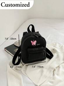 1pc Custom Mini Casual Backpack For Back To School & Travel, School Supplies,School Backpack,School Bag,Backpack For School, Suitable For Teen Girls Women College Students College,Middle School, High School,Outdoors, Travel