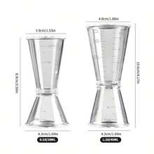 2pcs/Set 40/10CC Transparent Measuring Cup, Party Cocktail Shaker, Ounce Cup Measuring Tool, Kitchen Bar Accessories, Wedding And Birthday Supplies, Home And Party Decorations