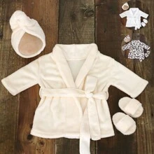 Neugeborenen Fotografie Requisiten Bademantel Outfits Pantoffeln Schal Baby Fotoshooting Requisiten Bademantel Foto Accessoires für Säuglinge Jungen Mädchen Baby Dusche Ostern Geschenke Dinge für Mädchen/Jungen