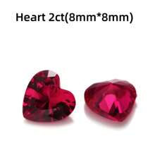 One 100% Lab Grown Ruby Heart Cut Gemstone For Charms Advanced Jewelry Making Materials DIY - Red - View 14