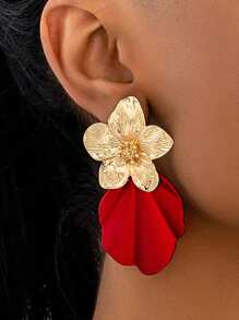 1 par de aretes de flor de oro con cristales de estrás en estampado de leopardo, personalizados, adecuados para mujer en calle, citas, bodas, fiestas y uso diario