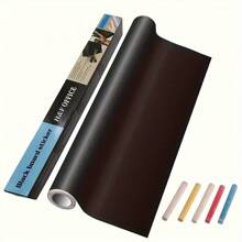 1 Roll Self-Adhesive Vinyl Removable Chalkboard Wallpaper, 5pcs Colored Chalks, Durable Dry Erase Wallpaper Message Board For Office, School, Home - Black - View 7